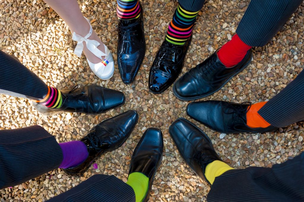 groomsmen's socks - rainbow theme wedding