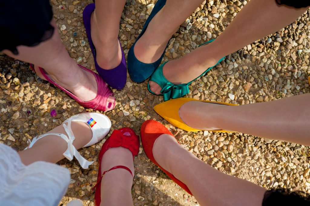 Bride and bridesmaids shoes - rainbow theme