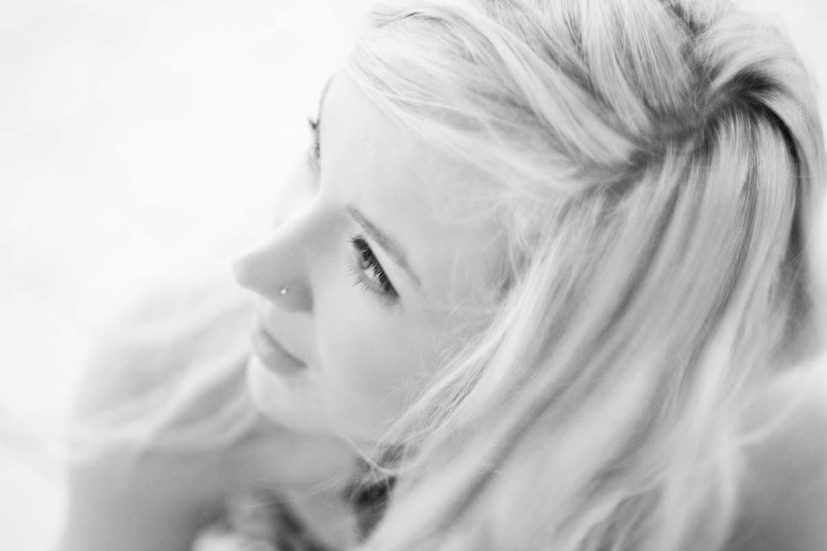Caitlin Stubbs black and white portrait photograph high key London headshots photographer